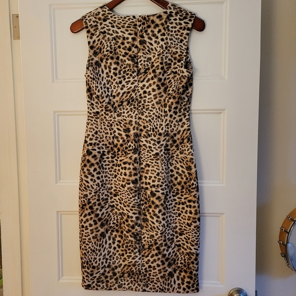 Calvin Klein Leopard Scuba Knit Bodycon Dress Size 4 - Picture 3 of 3